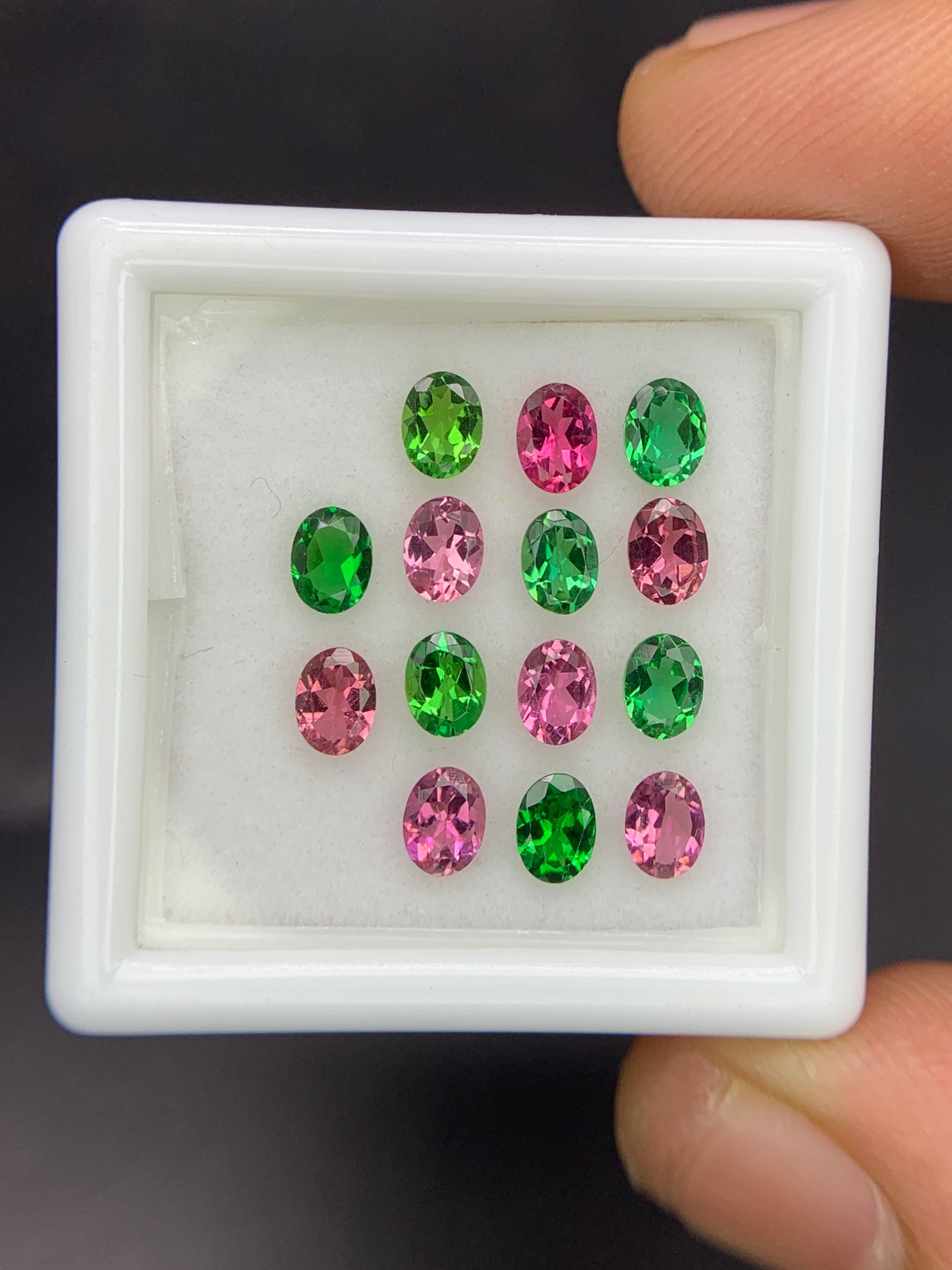 Natural Pink and Green Tourmaline Lot 2.19 Carat 4x3 MM Oval Shape Faceted Gemstone 14 Piece Lot 