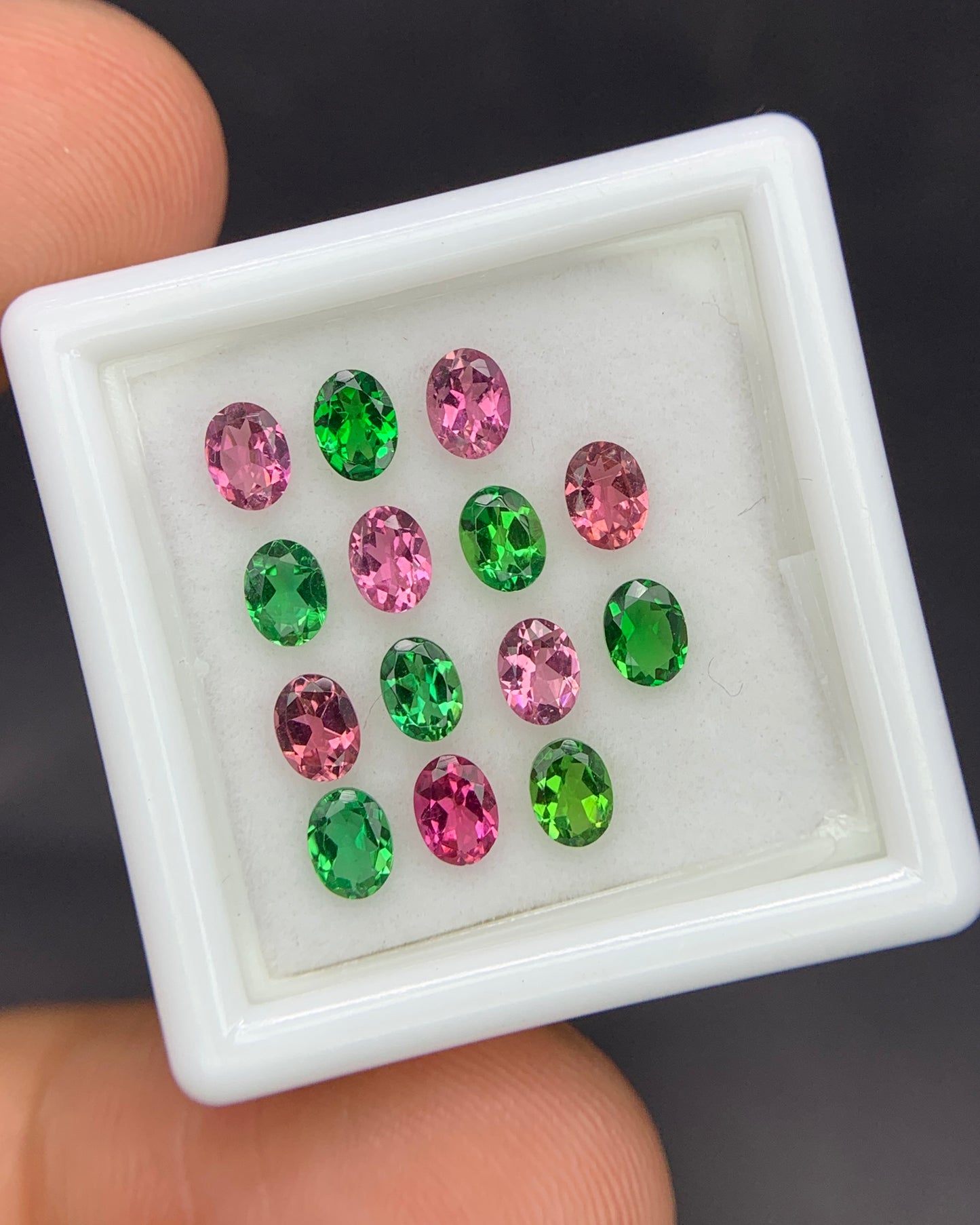 Natural Pink and Green Tourmaline Lot 2.19 Carat 4x3 MM Oval Shape Faceted Gemstone 14 Piece Lot 