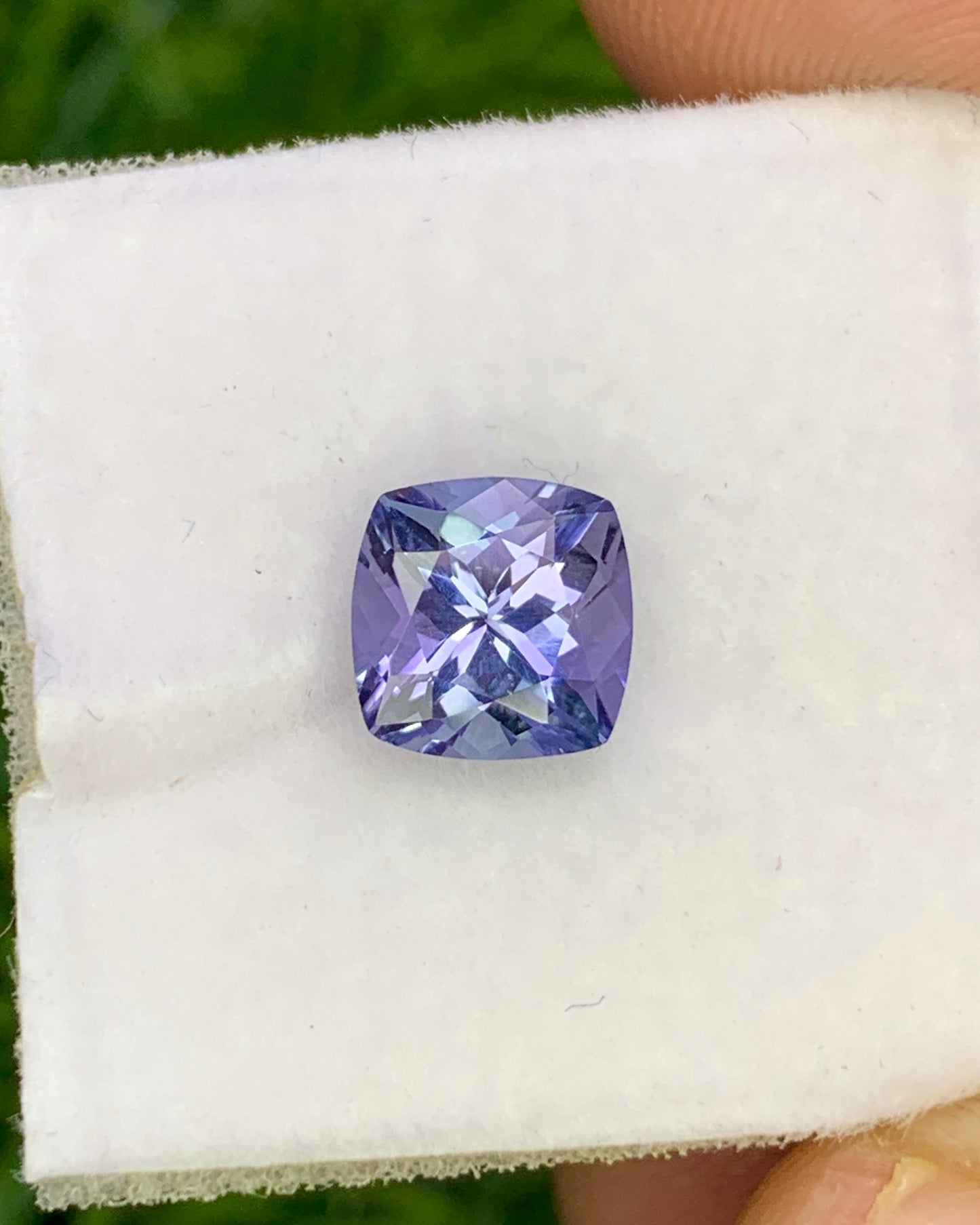 Natural Bi Color Tanzanite 1.24 Carat 6.5x6.5 MM Cushion Shape Faceted Gemstone