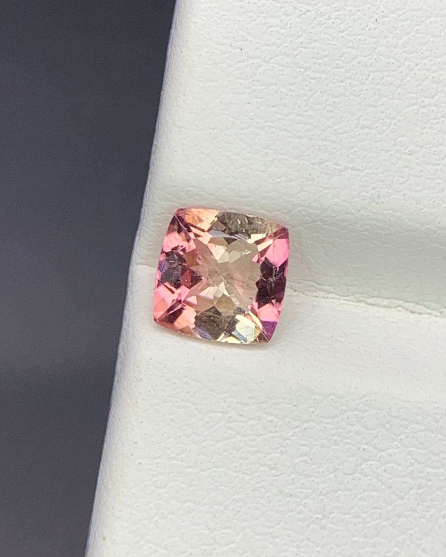 Natural Bi Color Tourmaline 0.94 Carat 6x6 MM Cushion Shape Faceted Gemstone