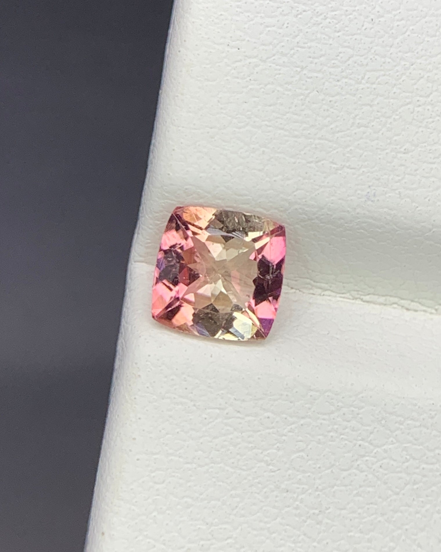 Natural Bi Color Tourmaline 0.94 Carat 6x6 MM Cushion Shape Faceted Gemstone