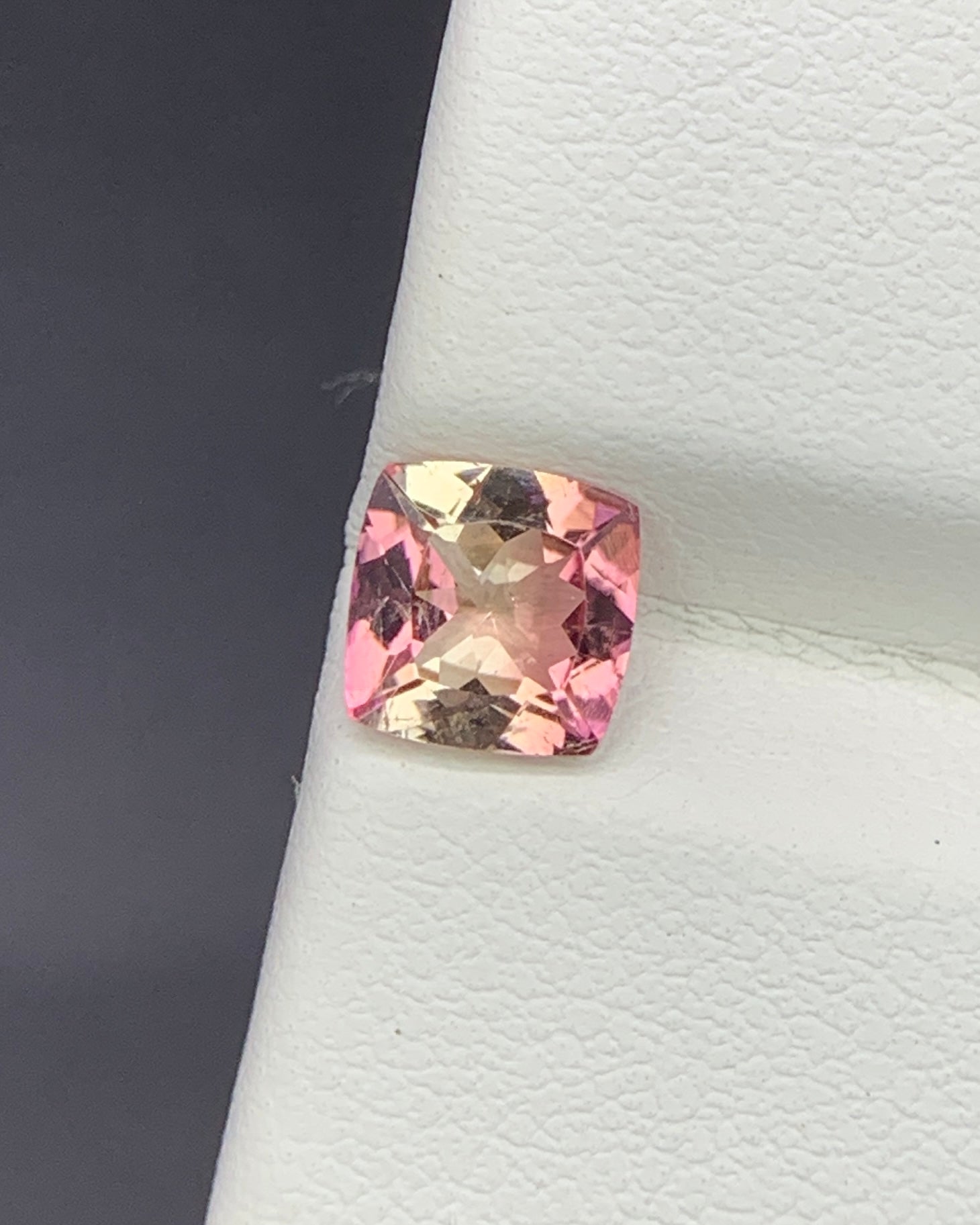 Natural Bi Color Tourmaline 0.94 Carat 6x6 MM Cushion Shape Faceted Gemstone