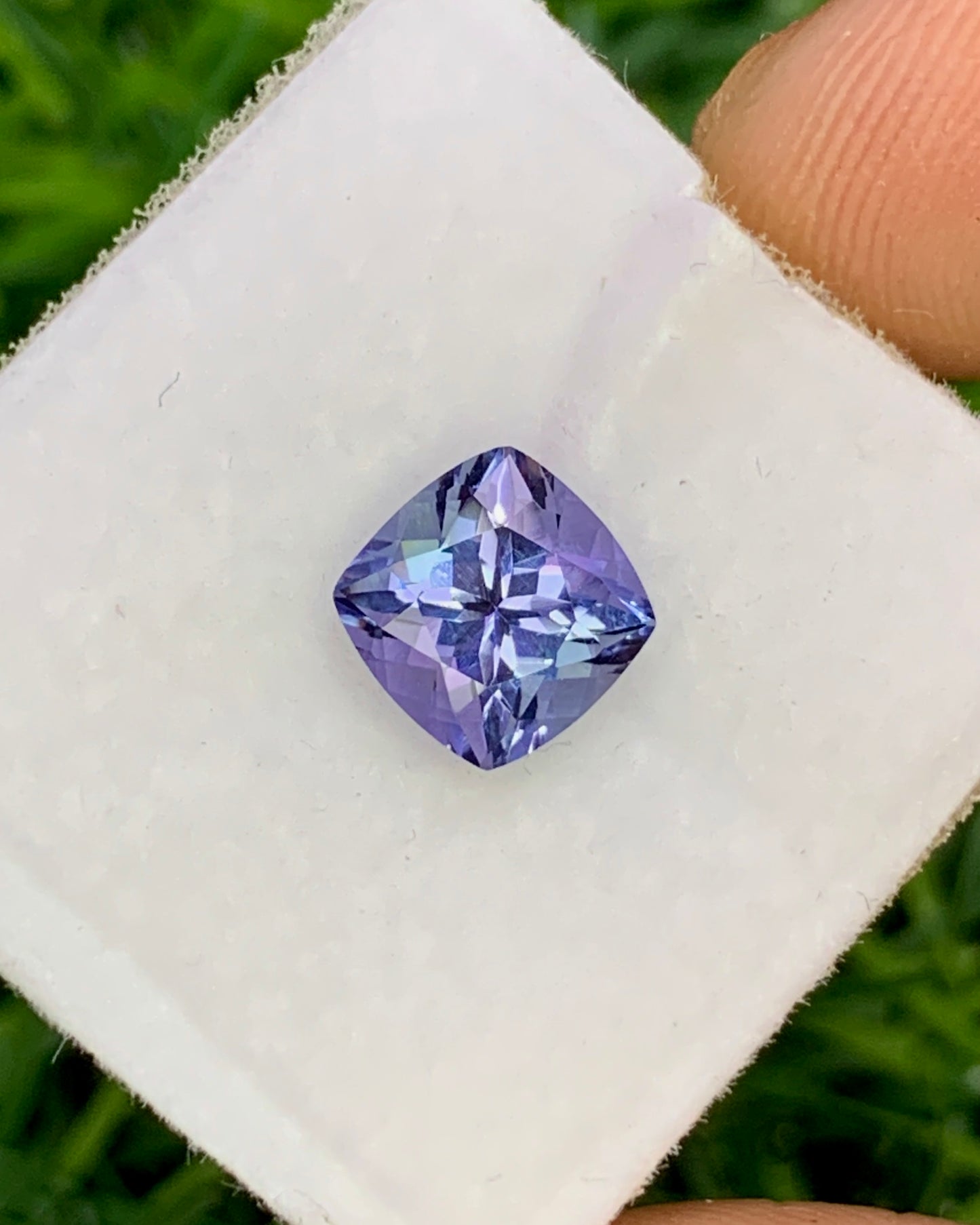 Natural Bi Color Tanzanite 1.24 Carat 6.5x6.5 MM Cushion Shape Faceted Gemstone