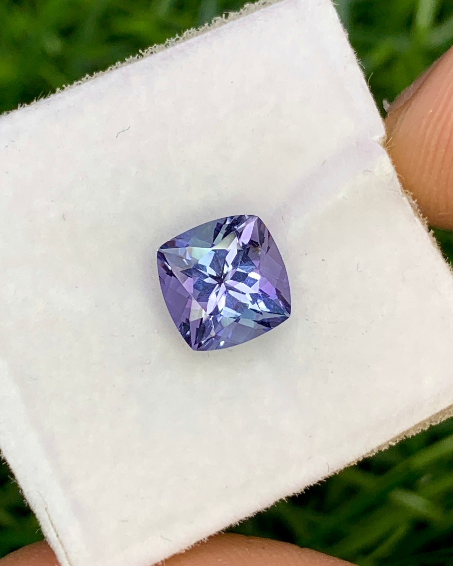 Natural Bi Color Tanzanite 1.24 Carat 6.5x6.5 MM Cushion Shape Faceted Gemstone