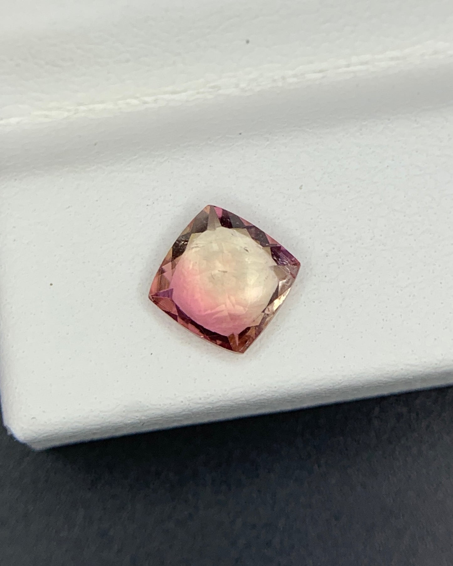 Natural Bi Color Tourmaline 0.94 Carat 6x6 MM Cushion Shape Faceted Gemstone
