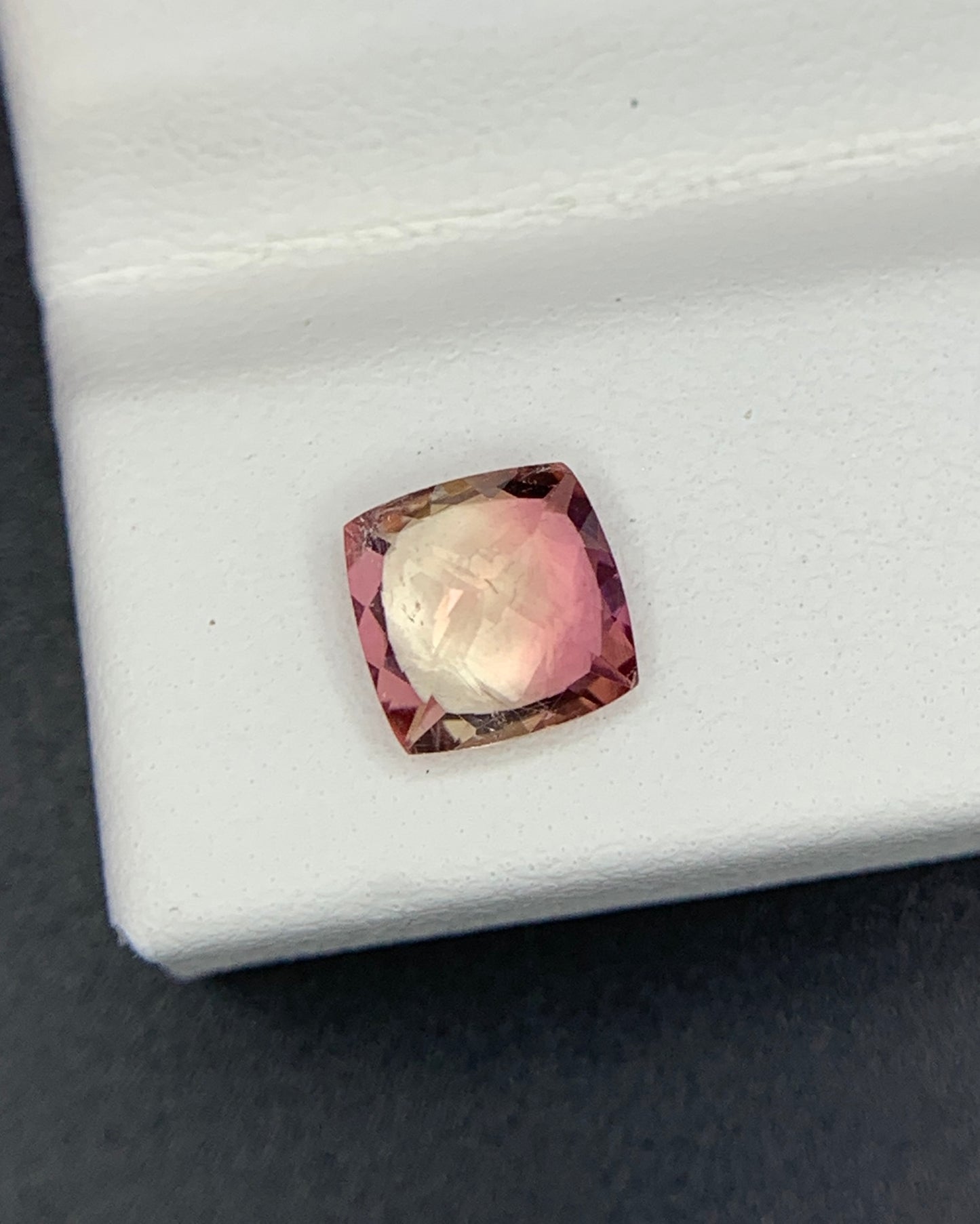 Natural Bi Color Tourmaline 0.94 Carat 6x6 MM Cushion Shape Faceted Gemstone
