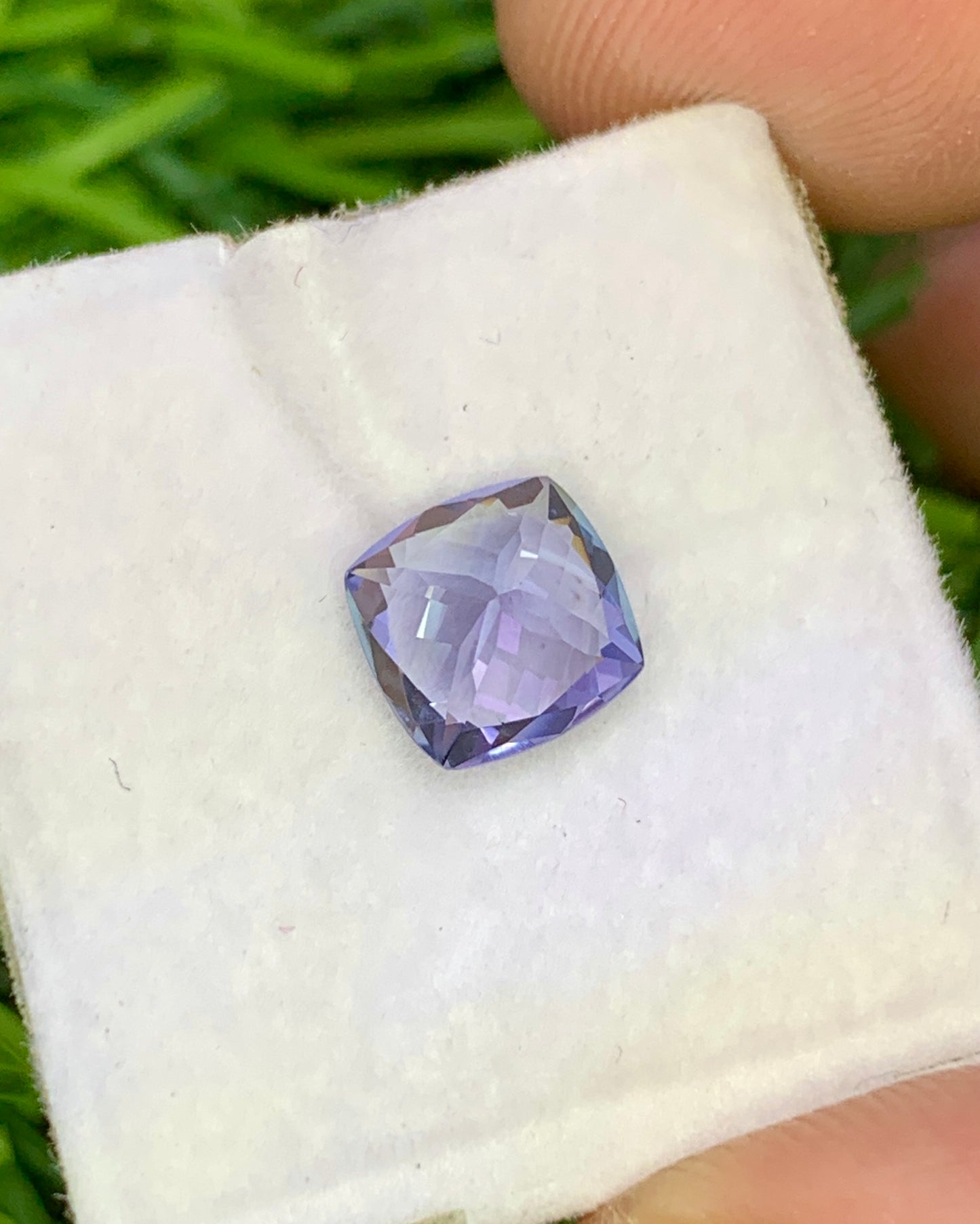 Natural Bi Color Tanzanite 1.24 Carat 6.5x6.5 MM Cushion Shape Faceted Gemstone