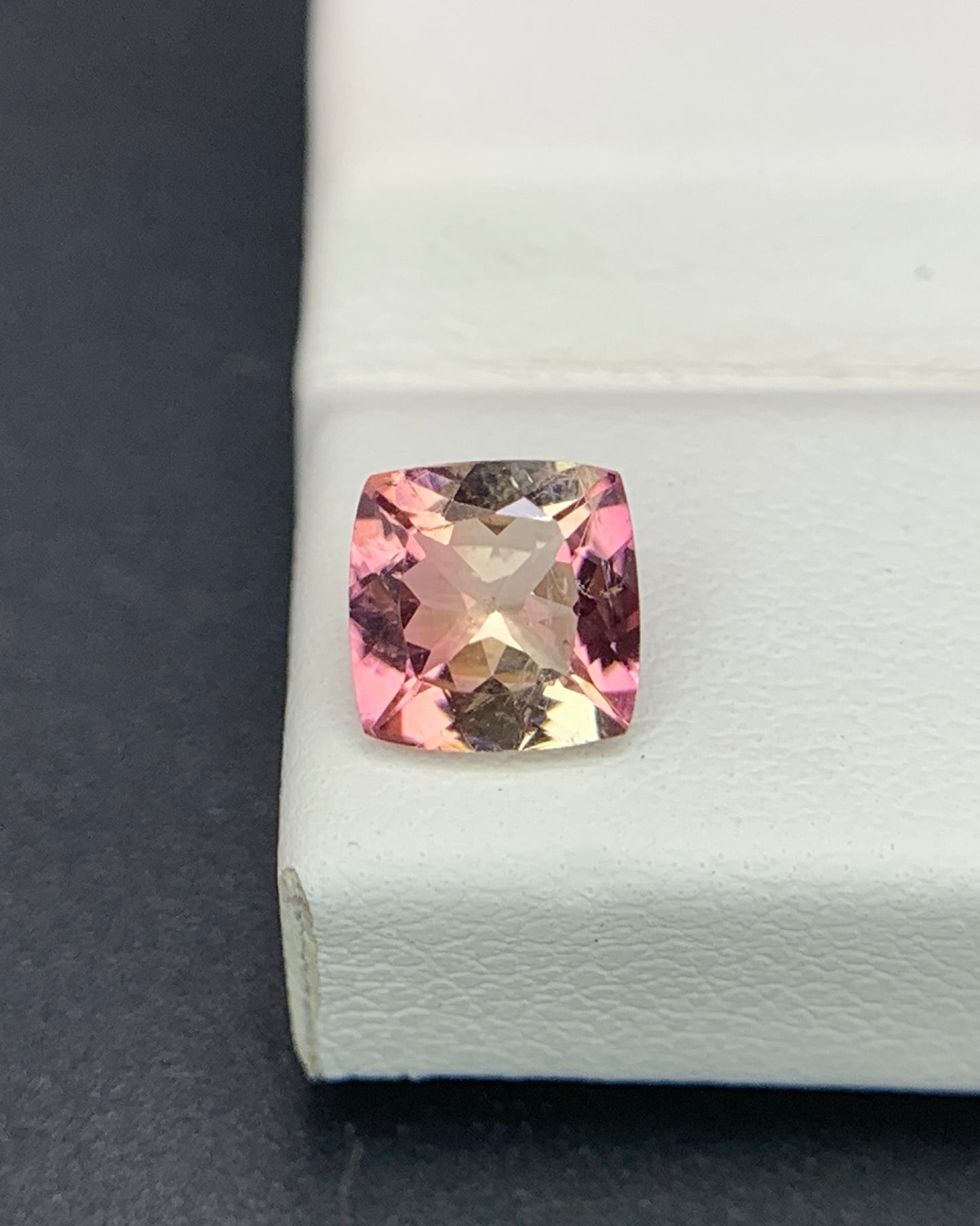 Natural Bi Color Tourmaline 0.94 Carat 6x6 MM Cushion Shape Faceted Gemstone