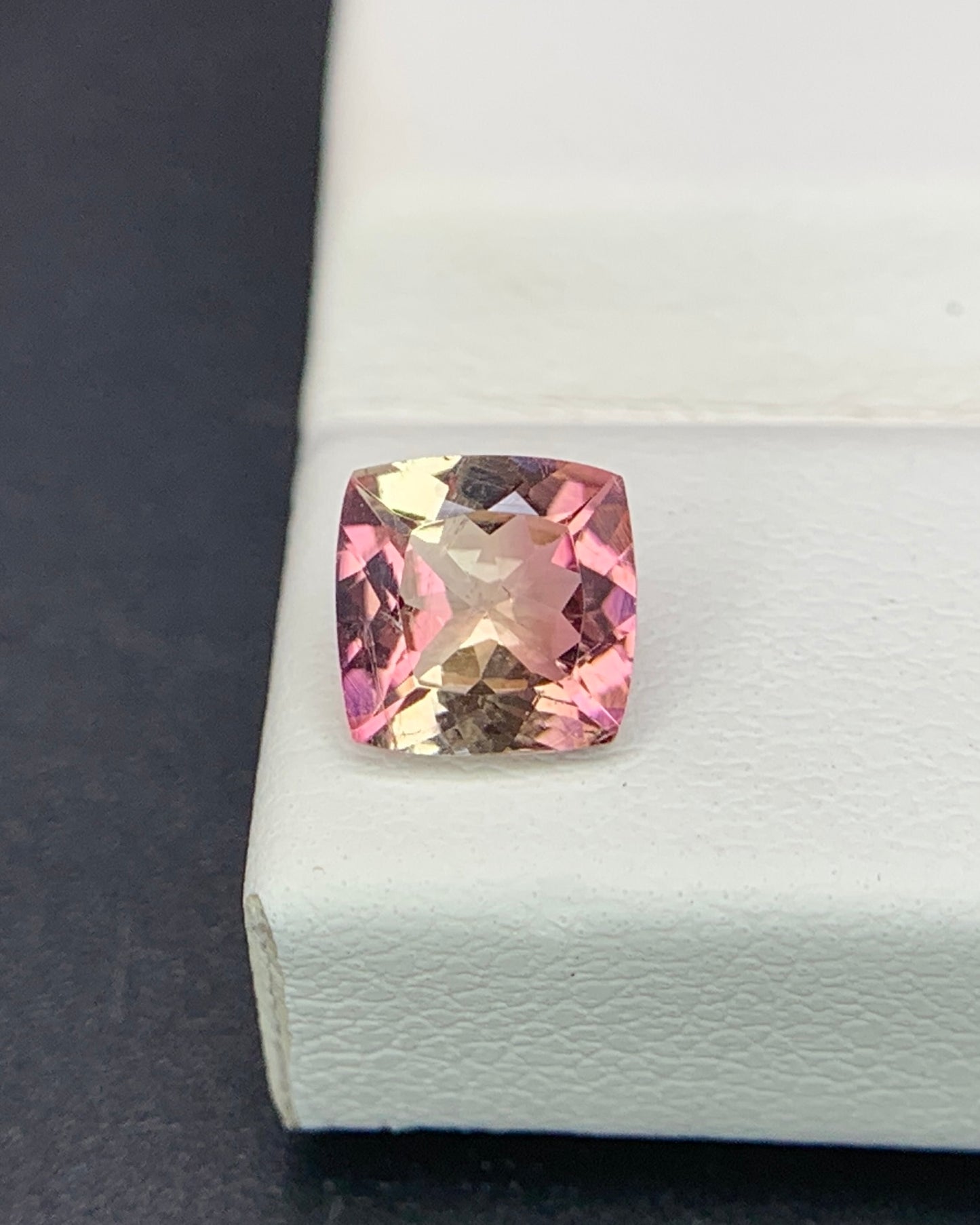 Natural Bi Color Tourmaline 0.94 Carat 6x6 MM Cushion Shape Faceted Gemstone