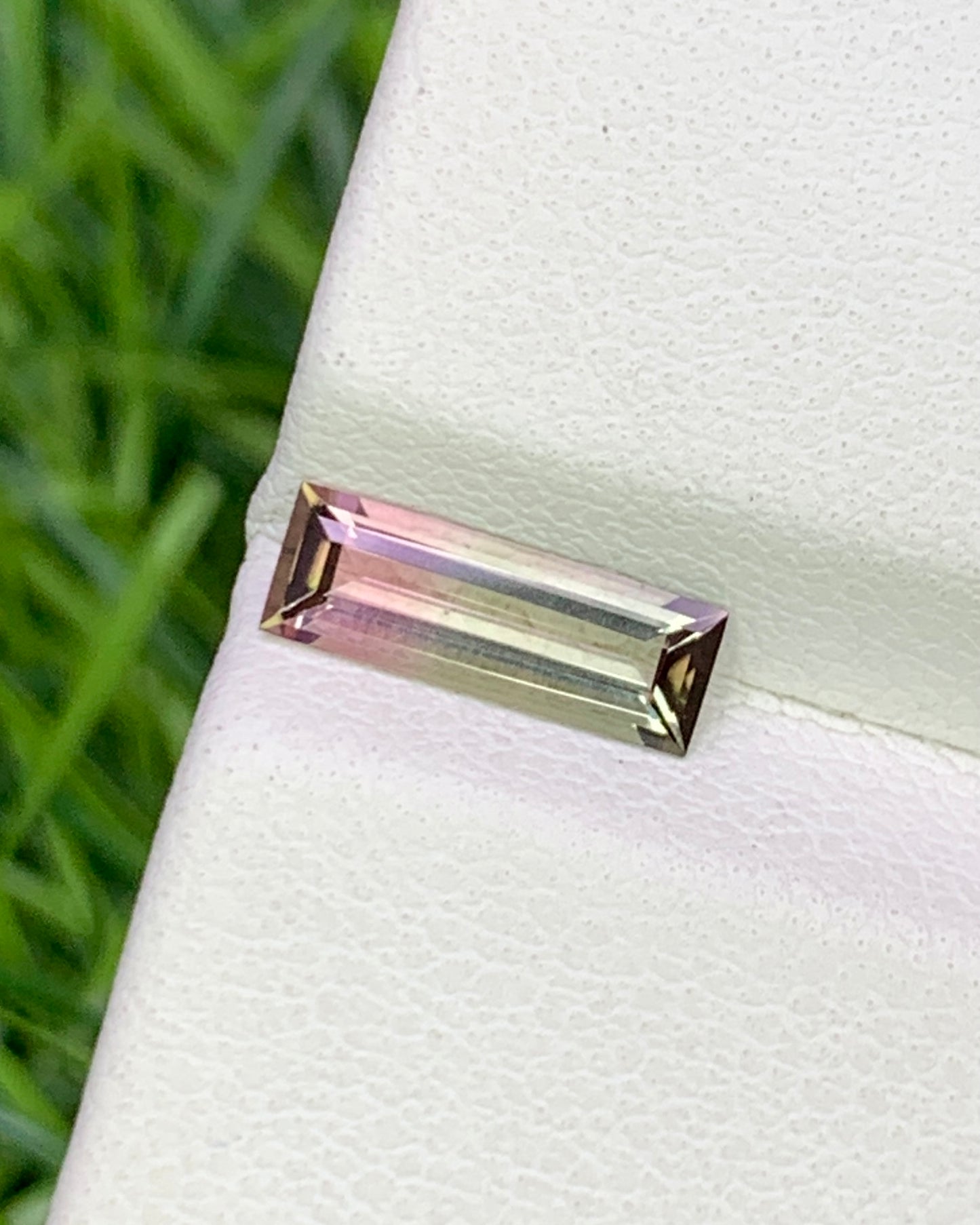 Natural Bi Color Tourmaline 0.61 Carat 9.5x3.4 MM Baguette Shape Faceted Gemstone