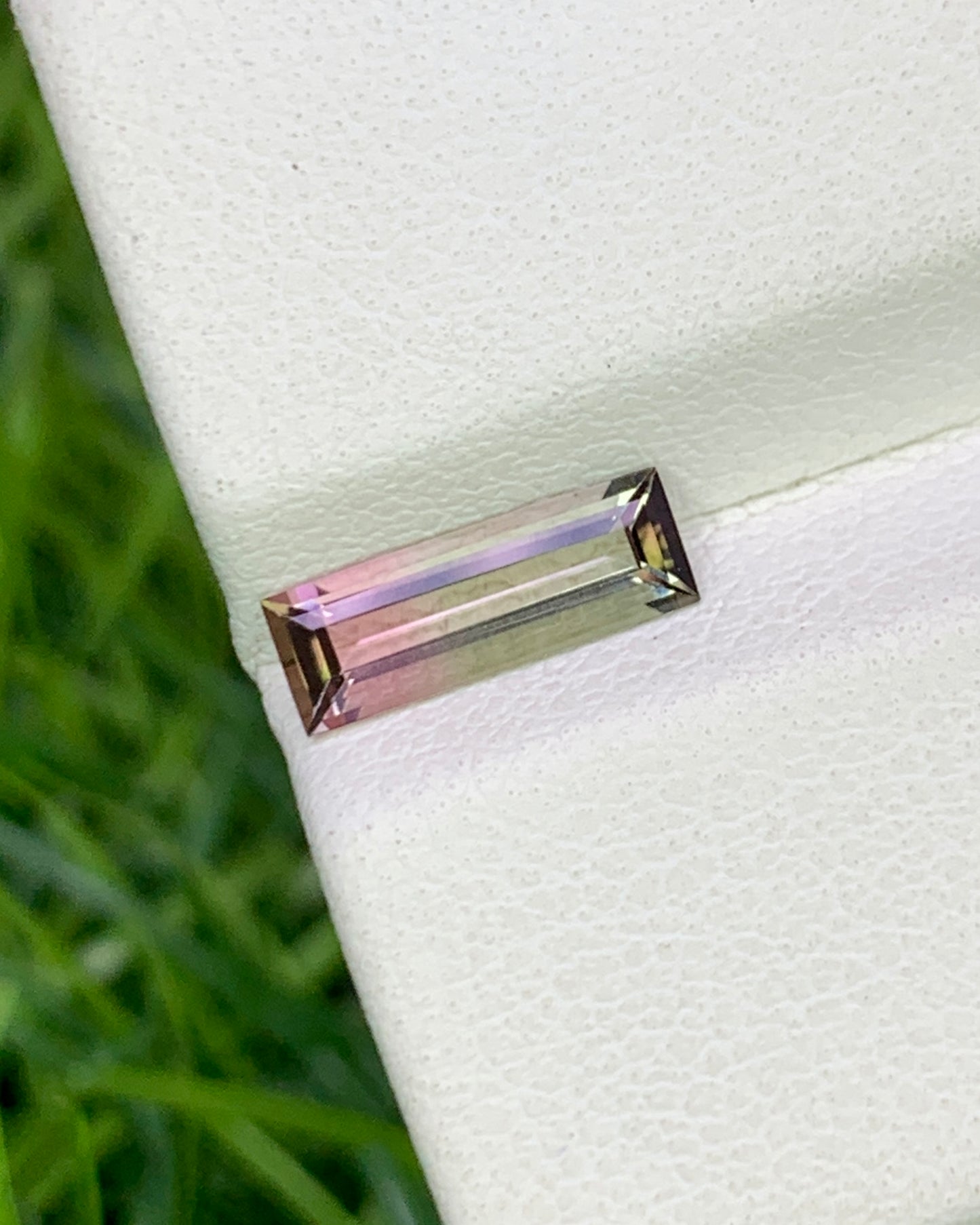 Natural Bi Color Tourmaline 0.61 Carat 9.5x3.4 MM Baguette Shape Faceted Gemstone