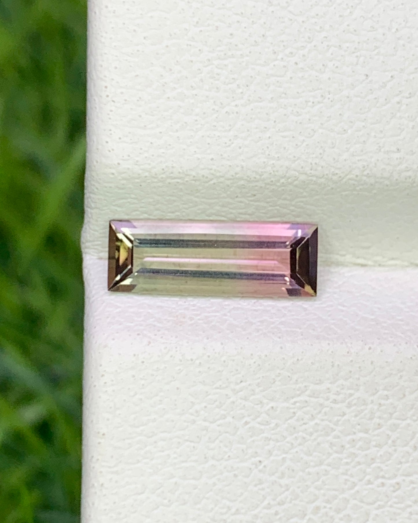 Natural Bi Color Tourmaline 0.61 Carat 9.5x3.4 MM Baguette Shape Faceted Gemstone