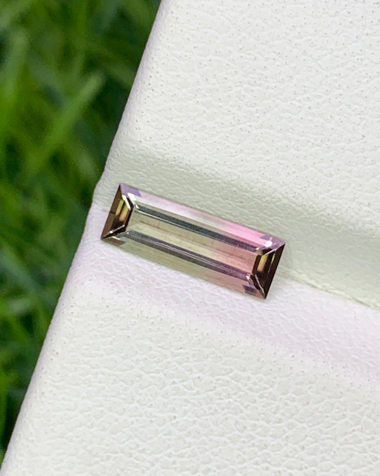 Natural Bi Color Tourmaline 0.61 Carat 9.5x3.4 MM Baguette Shape Faceted Gemstone