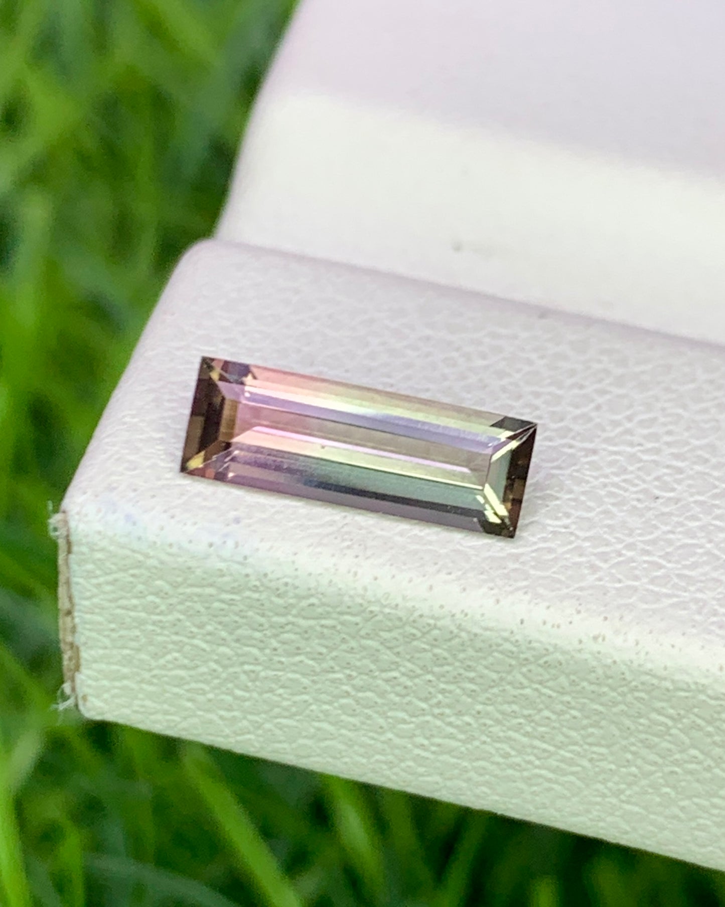 Natural Bi Color Tourmaline 0.61 Carat 9.5x3.4 MM Baguette Shape Faceted Gemstone