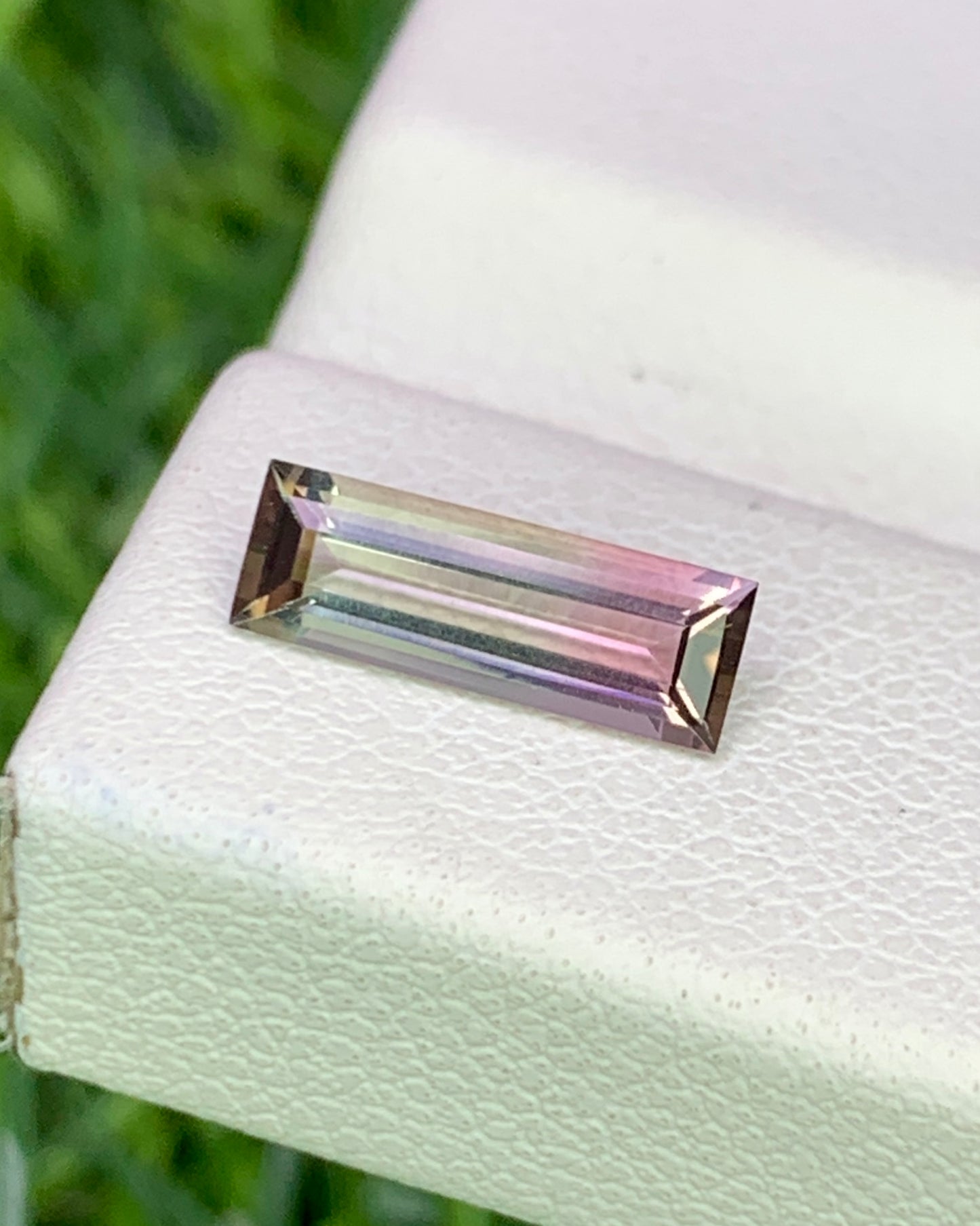 Natural Bi Color Tourmaline 0.61 Carat 9.5x3.4 MM Baguette Shape Faceted Gemstone