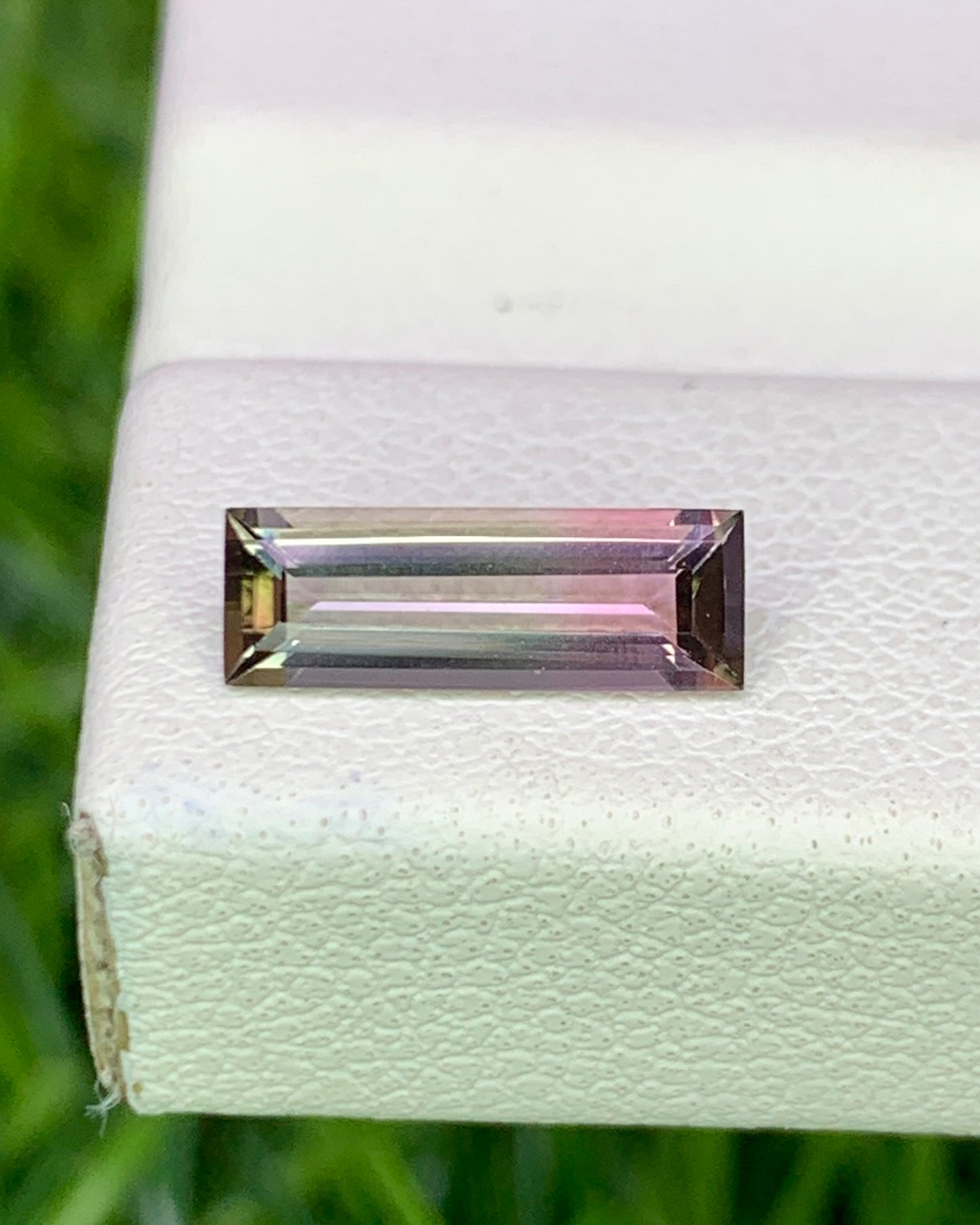 Natural Bi Color Tourmaline 0.61 Carat 9.5x3.4 MM Baguette Shape Faceted Gemstone