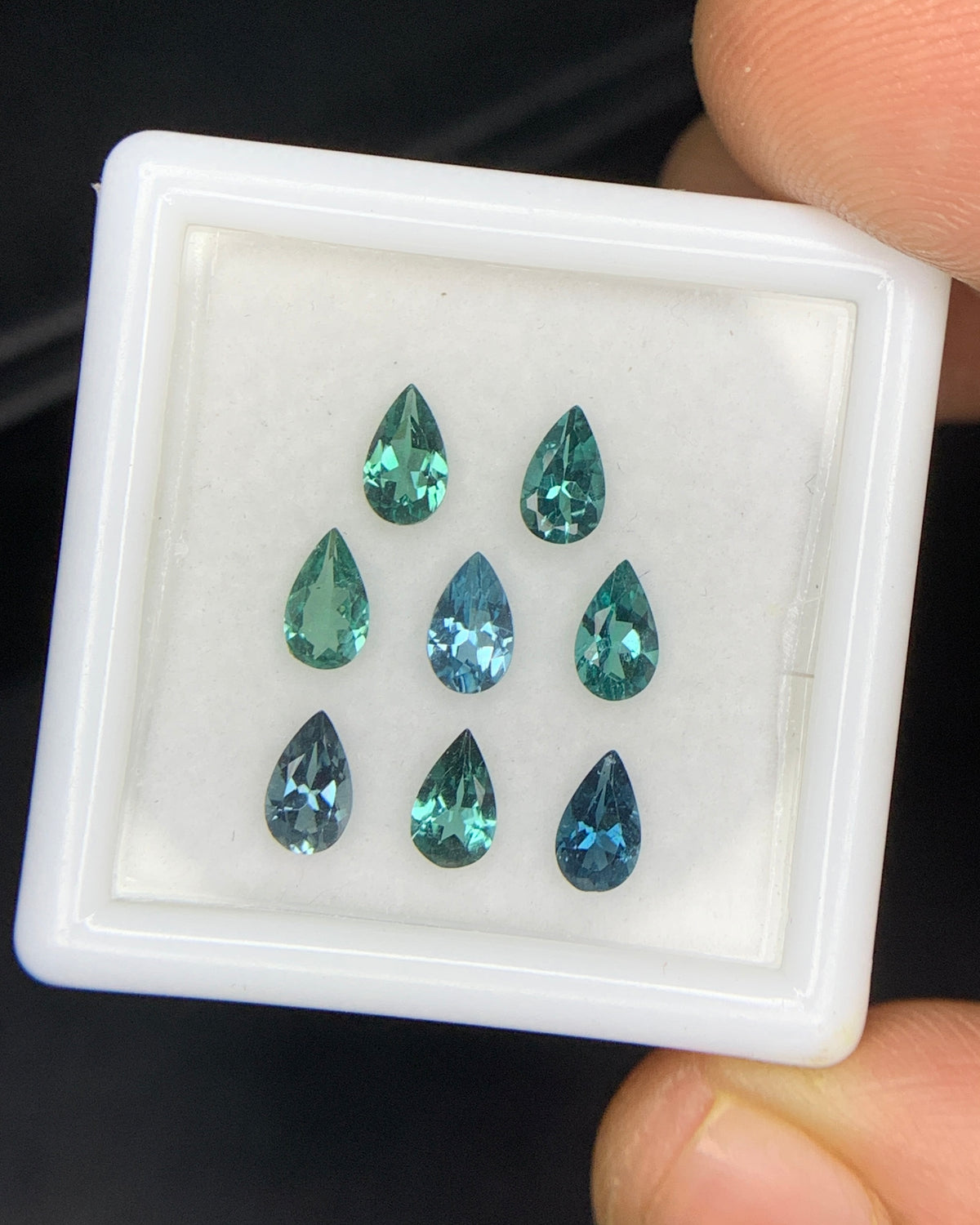 Natural Indicolite Tourmaline 1.53 Carat 5x3 MM Pear Shape Faceted Gemstone 8 Piece Lot