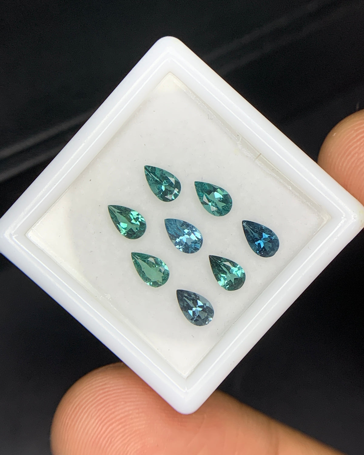 Natural Indicolite Tourmaline 1.53 Carat 5x3 MM Pear Shape Faceted Gemstone 8 Piece Lot