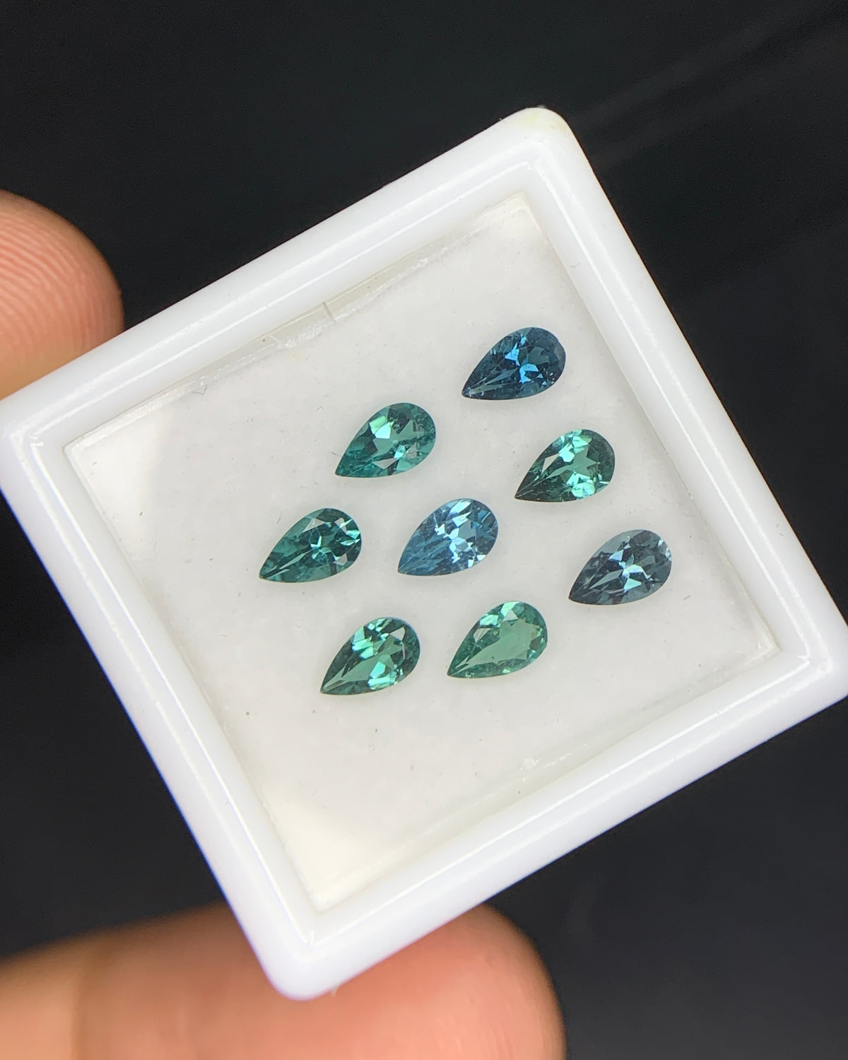 Natural Indicolite Tourmaline 1.53 Carat 5x3 MM Pear Shape Faceted Gemstone 8 Piece Lot