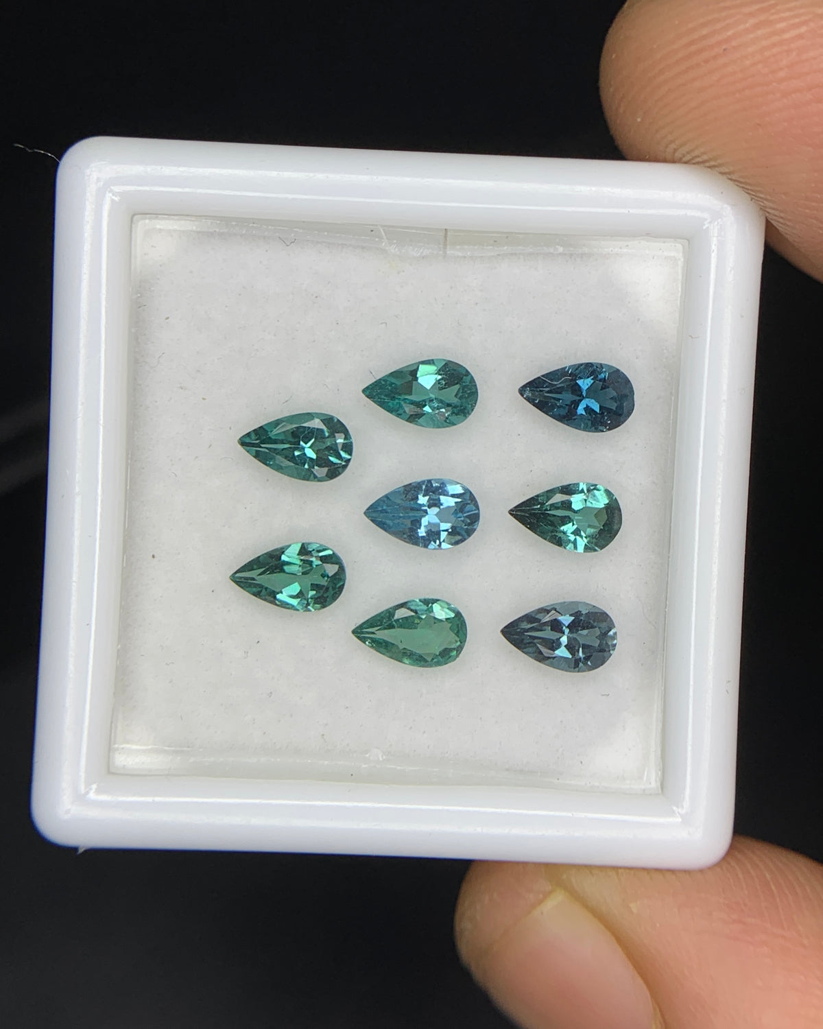 Natural Indicolite Tourmaline 1.53 Carat 5x3 MM Pear Shape Faceted Gemstone 8 Piece Lot