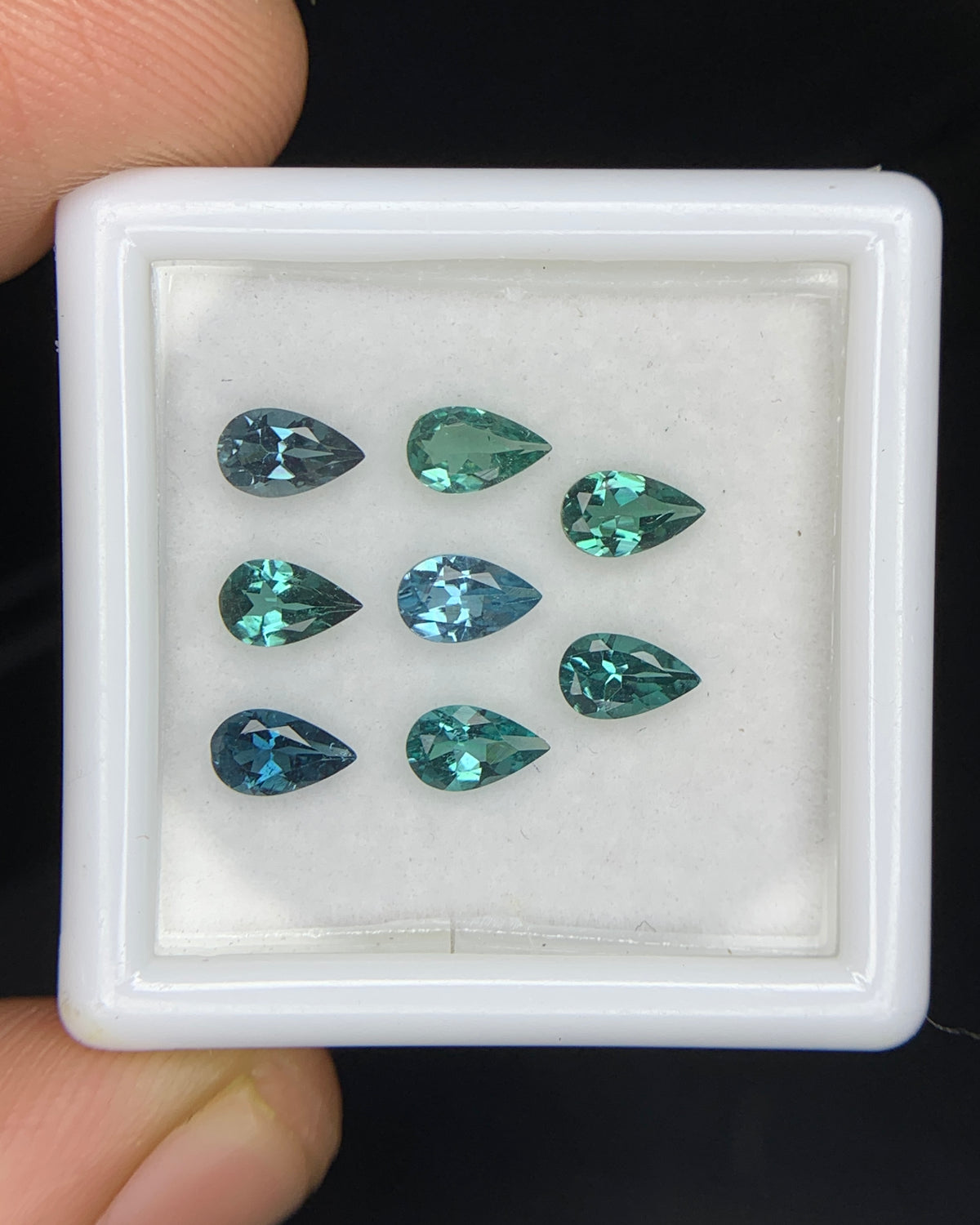 Natural Indicolite Tourmaline 1.53 Carat 5x3 MM Pear Shape Faceted Gemstone 8 Piece Lot