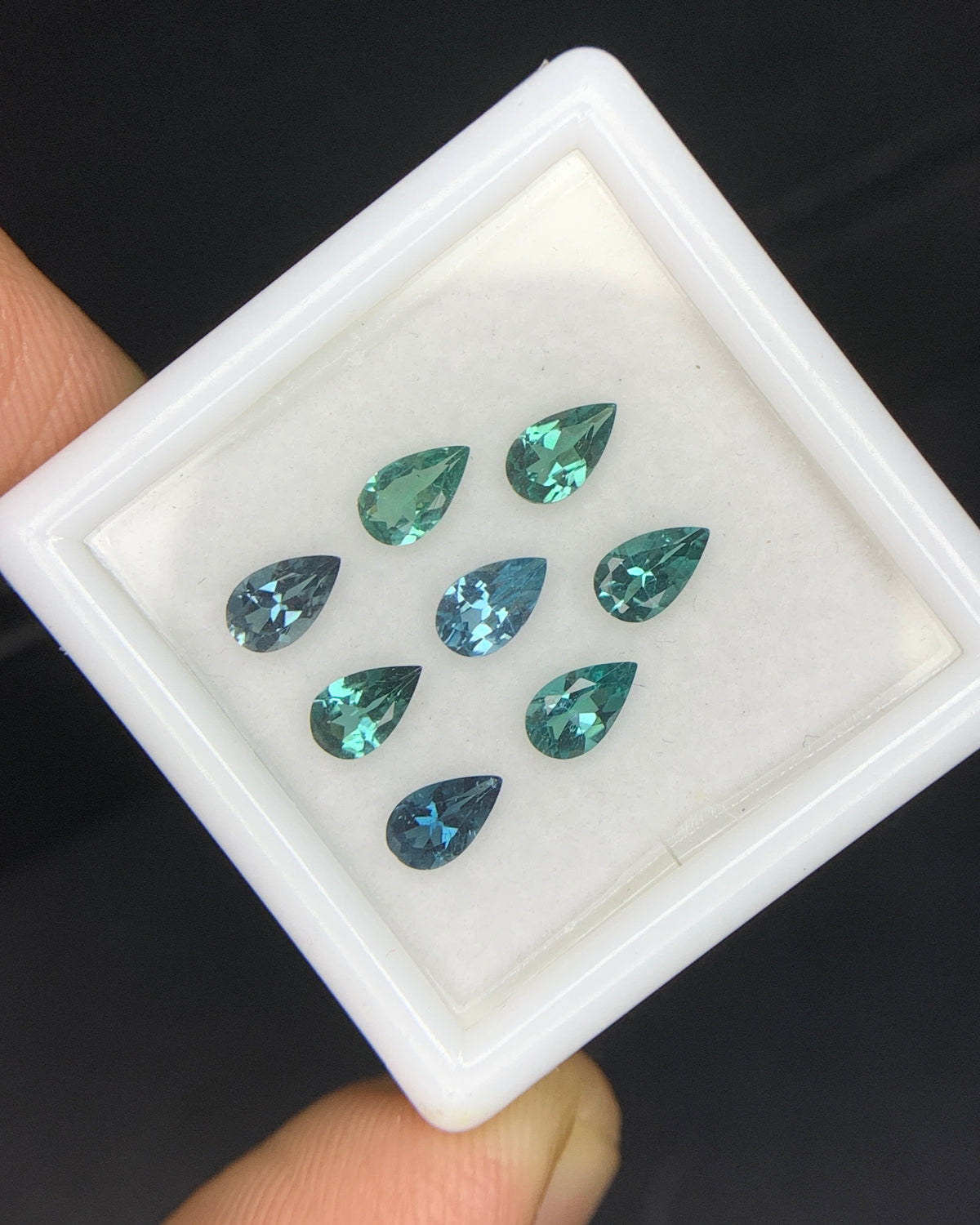 Natural Indicolite Tourmaline 1.53 Carat 5x3 MM Pear Shape Faceted Gemstone 8 Piece Lot