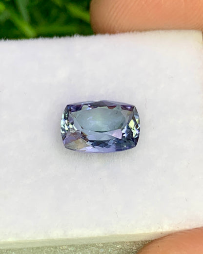 Natural Bi Color Tanzanite 1.93 Carat 8.7x6.7 MM Cushion Shape Faceted Gemstone