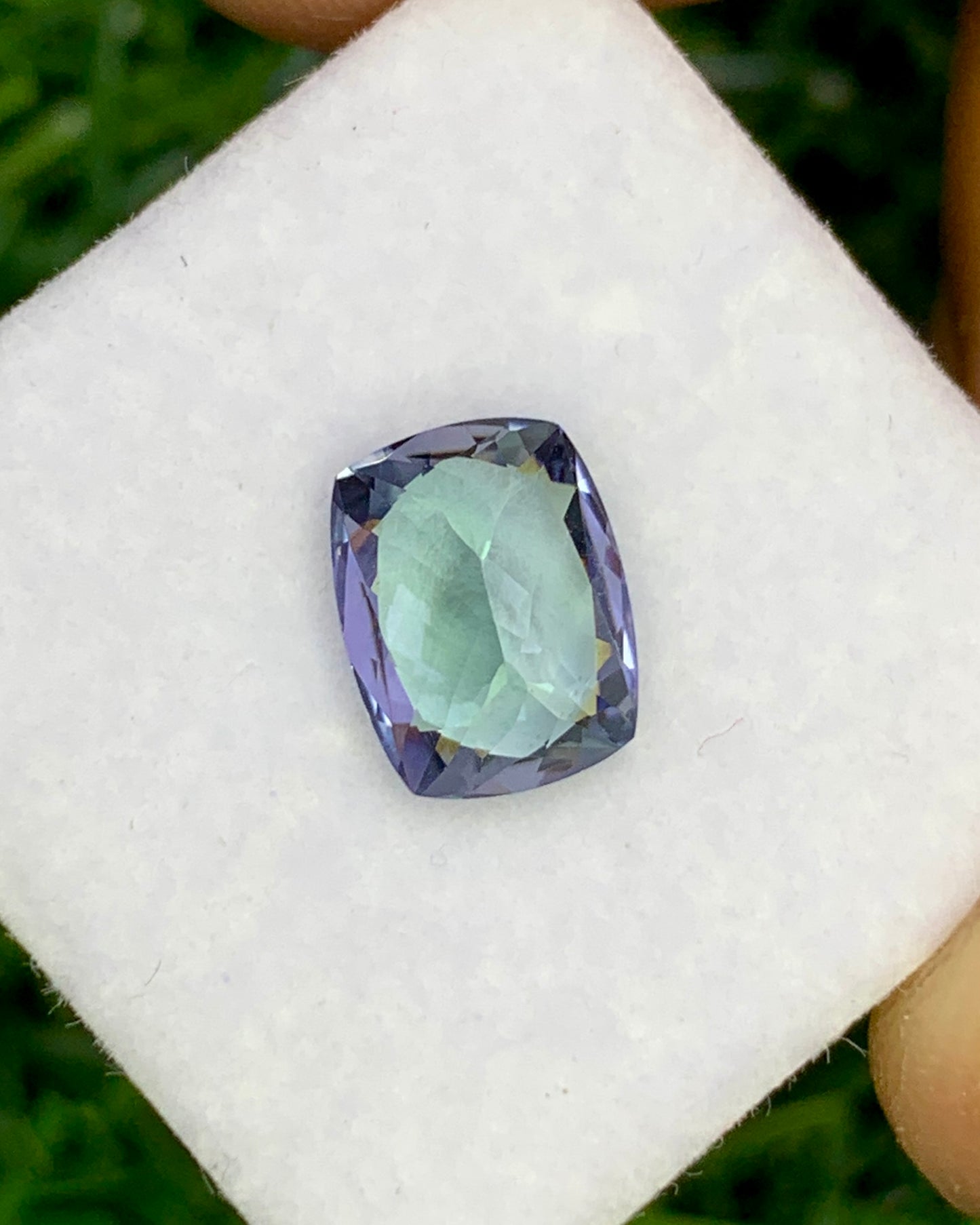 Natural Bi Color Tanzanite 1.93 Carat 8.7x6.7 MM Cushion Shape Faceted Gemstone