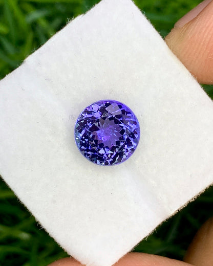 Natural Bi Color Tanzanite 1.94 Carat 7.6x7.6 MM Round Shape Faceted Gemstone