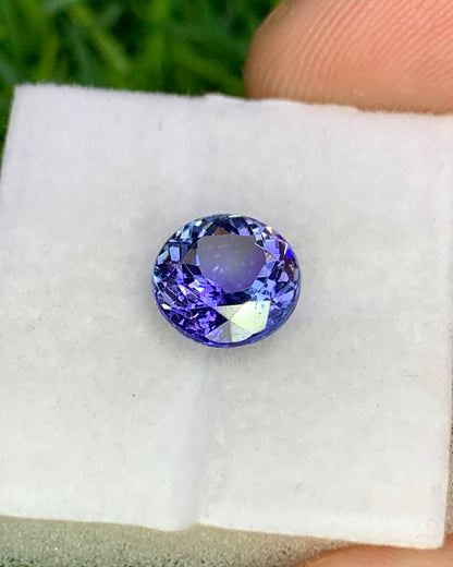 Natural Bi Color Tanzanite 1.94 Carat 7.6x7.6 MM Round Shape Faceted Gemstone