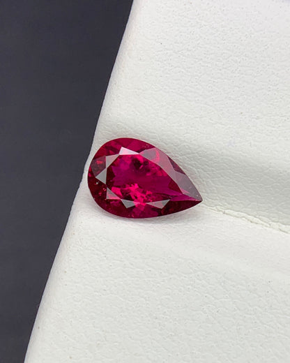 Natural Rubellite Tourmaline 1.25 Carat 9x6 MM Pear Shape Faceted Gemstone