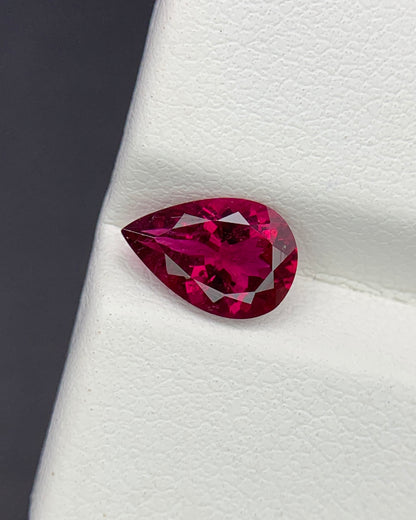 Natural Rubellite Tourmaline 1.25 Carat 9x6 MM Pear Shape Faceted Gemstone