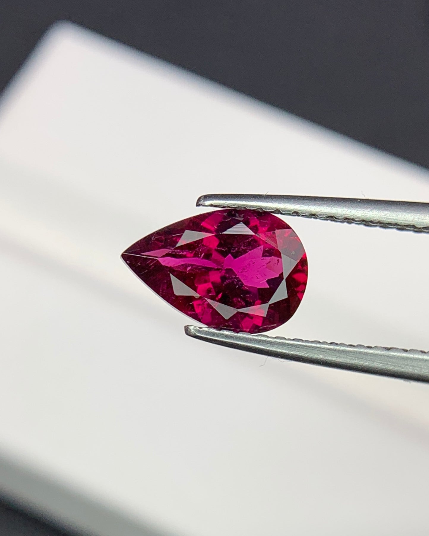 Natural Rubellite Tourmaline 1.25 Carat 9x6 MM Pear Shape Faceted Gemstone