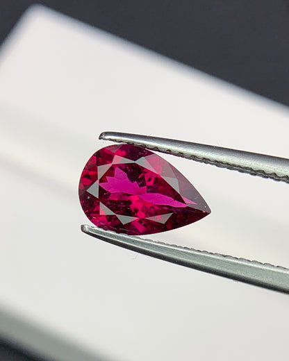 Natural Rubellite Tourmaline 1.25 Carat 9x6 MM Pear Shape Faceted Gemstone