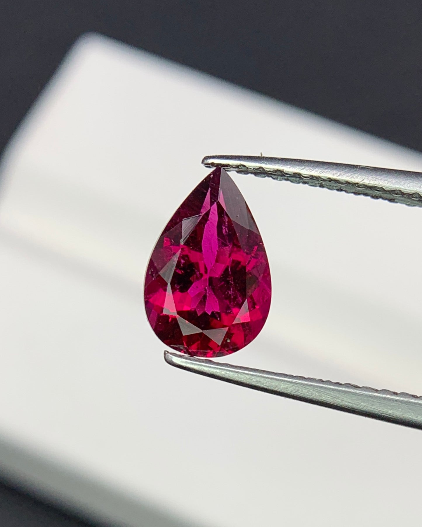 Natural Rubellite Tourmaline 1.25 Carat 9x6 MM Pear Shape Faceted Gemstone