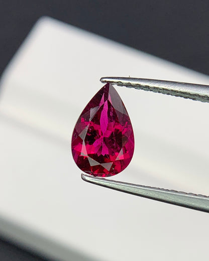 Natural Rubellite Tourmaline 1.25 Carat 9x6 MM Pear Shape Faceted Gemstone