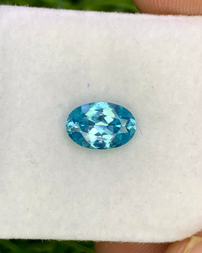 Natural Cambodian Blue Zircon 1.35 Carat 7.8x5.4 MM Oval Shape Faceted Gemstone