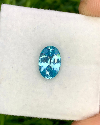 Natural Cambodian Blue Zircon 1.35 Carat 7.8x5.4 MM Oval Shape Faceted Gemstone