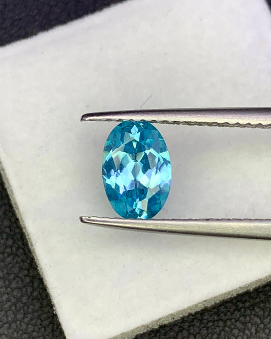 Natural Cambodian Blue Zircon 2.45 Carat 9.6x5.9 MM Oval Shape Faceted Gemstone