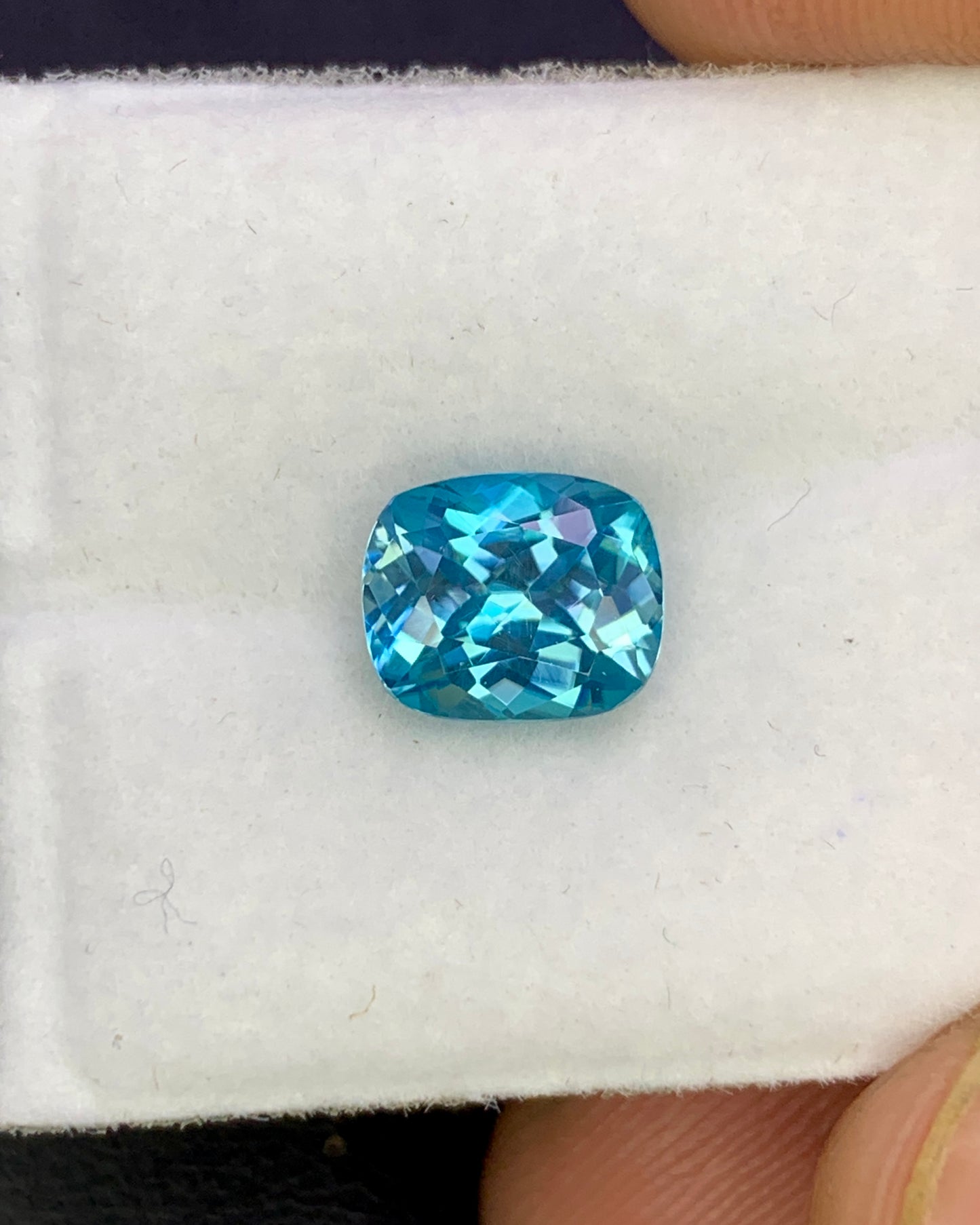 Natural Cambodian Blue Zircon 1.90 Carat 7.3x6.1 MM Cushion Shape Faceted Gemstone