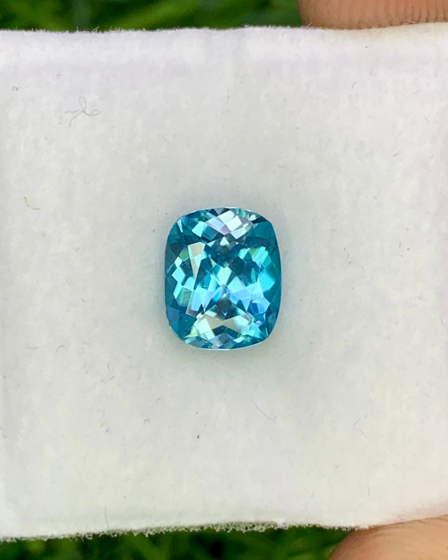 Natural Cambodian Blue Zircon 1.90 Carat 7.3x6.1 MM Cushion Shape Faceted Gemstone