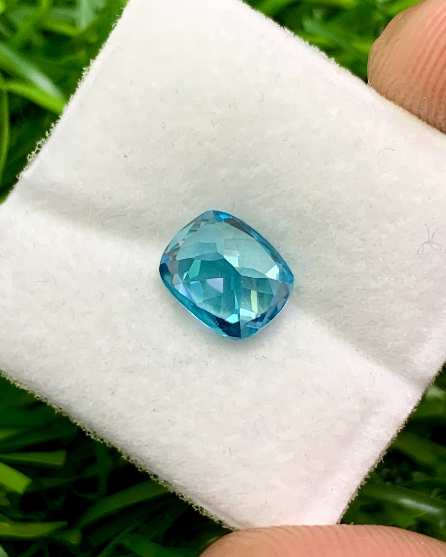 Natural Cambodian Blue Zircon 1.90 Carat 7.3x6.1 MM Cushion Shape Faceted Gemstone