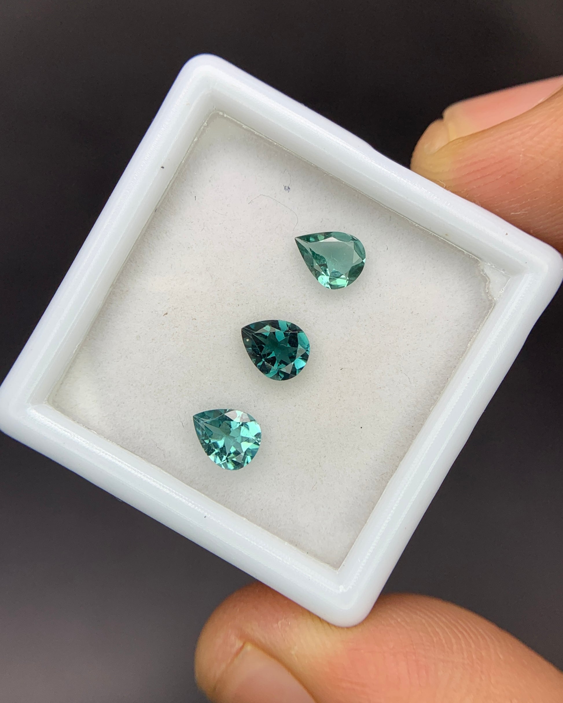 Natural Indicolite Tourmaline Lot 0.81 Carat 5x4 MM Pear Shape Faceted Gemstone 3 Piece Lot