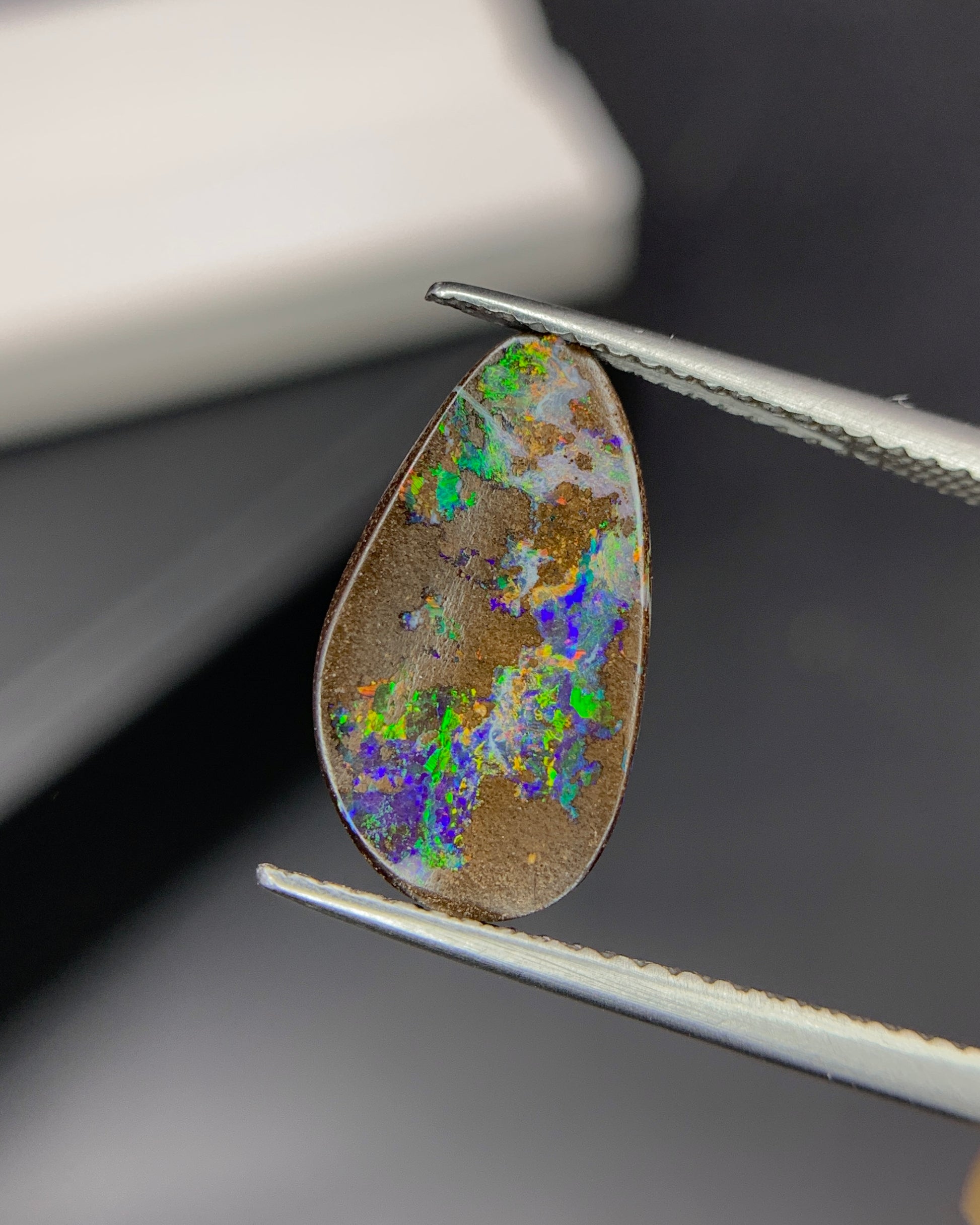 Natural Australian Boulder Opal 2.49 Carat 15.5x8.4 MM Fancy Shape Cabochon Gemstone 