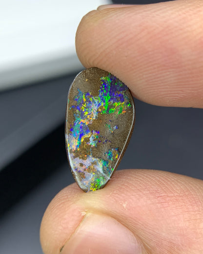 Natural Australian Boulder Opal 2.49 Carat 15.5x8.4 MM Fancy Shape Cabochon Gemstone 