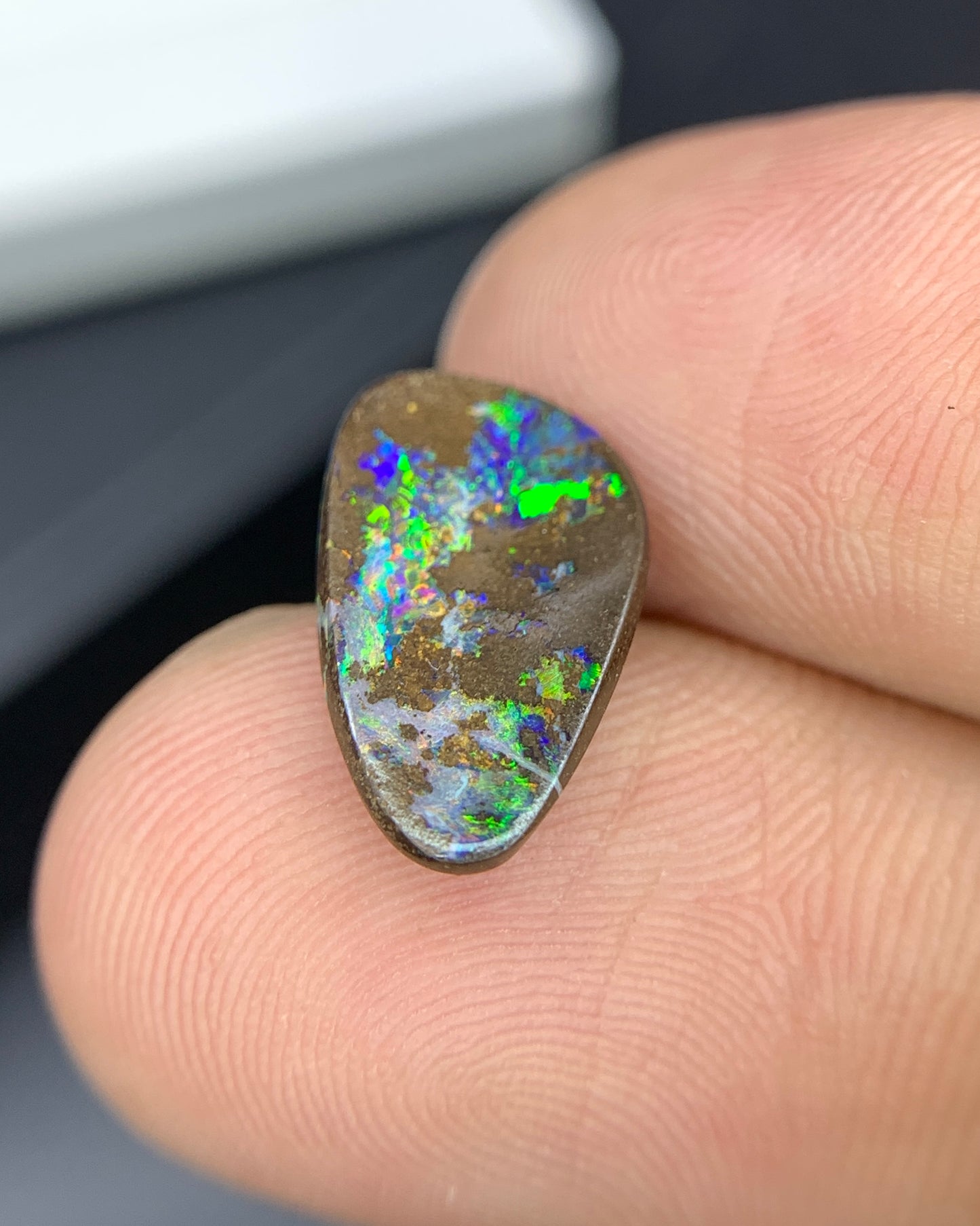Natural Australian Boulder Opal 2.49 Carat 15.5x8.4 MM Fancy Shape Cabochon Gemstone 
