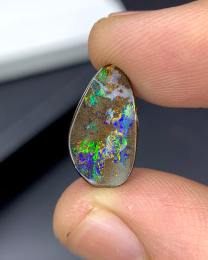 Natural Australian Boulder Opal 2.49 Carat 15.5x8.4 MM Fancy Shape Cabochon Gemstone 