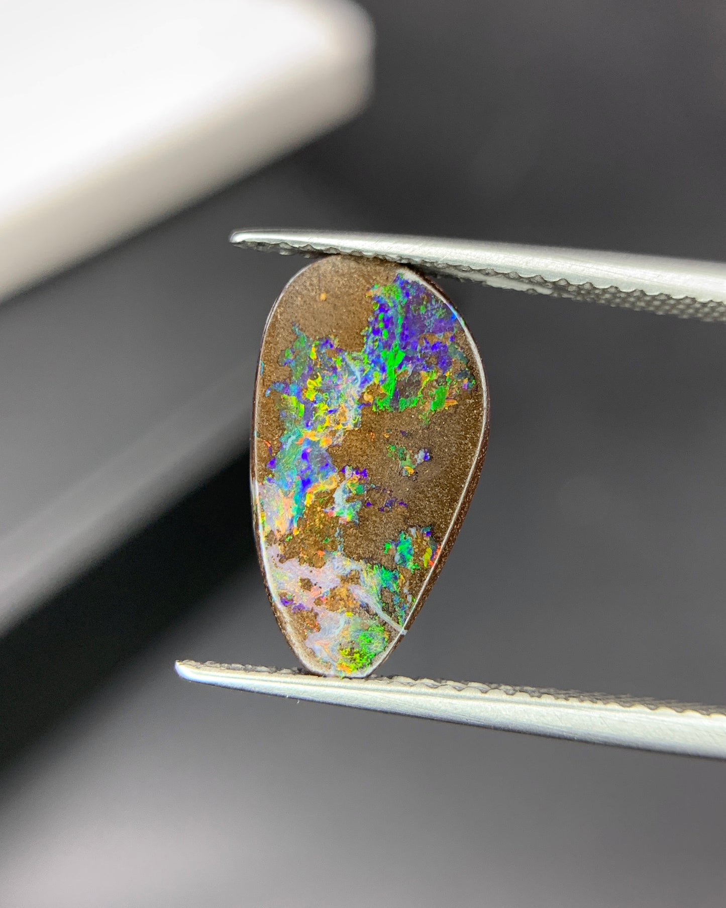 Natural Australian Boulder Opal 2.49 Carat 15.5x8.4 MM Fancy Shape Cabochon Gemstone 