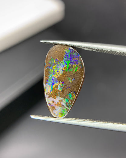 Natural Australian Boulder Opal 2.49 Carat 15.5x8.4 MM Fancy Shape Cabochon Gemstone 