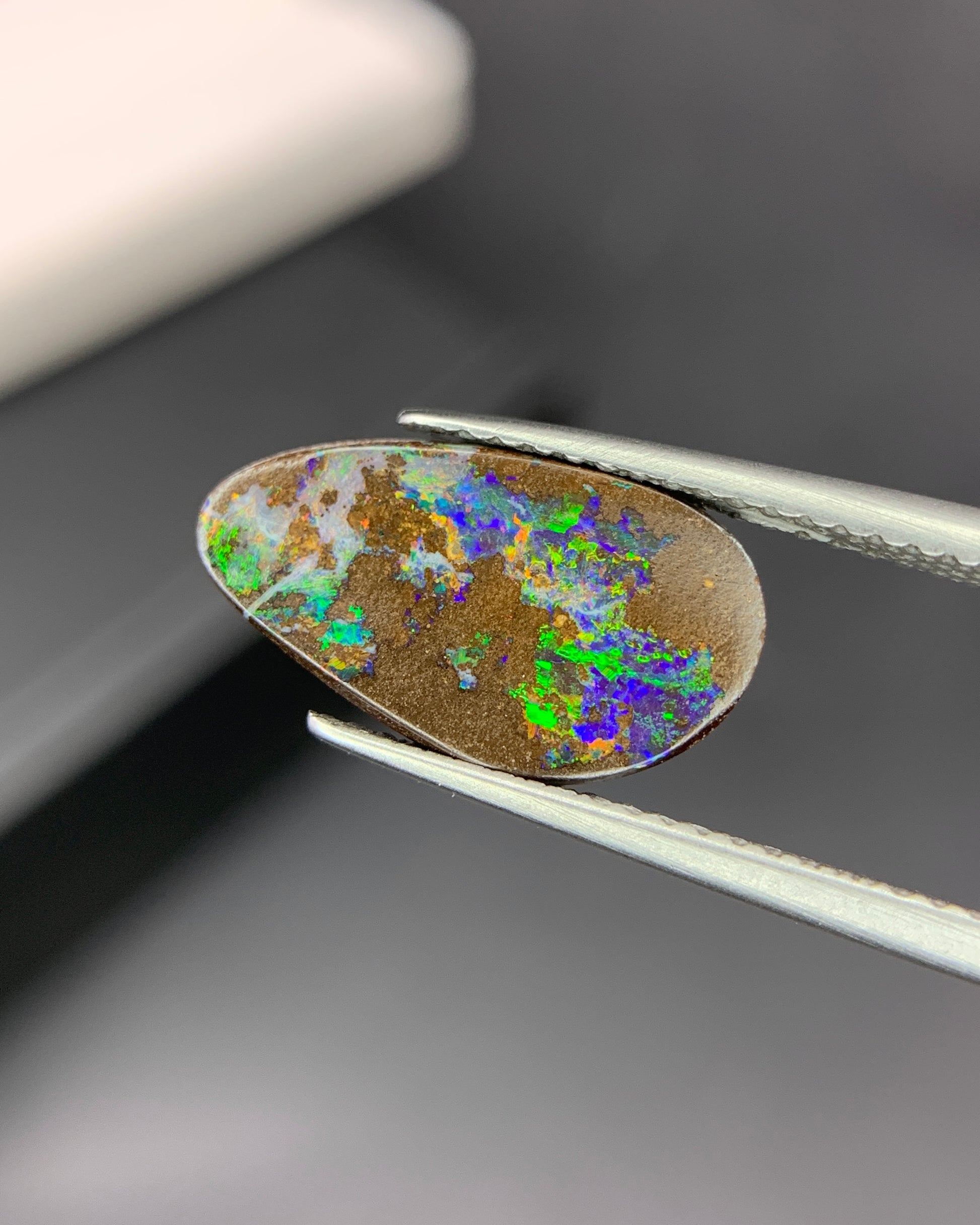 Natural Australian Boulder Opal 2.49 Carat 15.5x8.4 MM Fancy Shape Cabochon Gemstone 